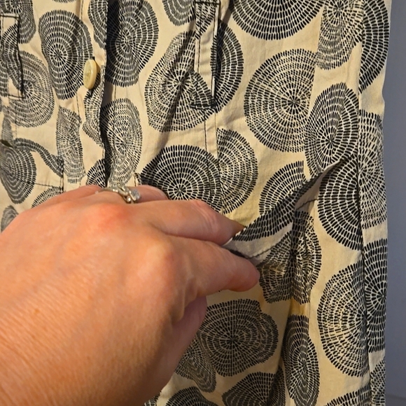 Merona Tunic Dress, Sz 4, Black, Cream, Circle Print, Drop waist, Cap Sleeve - Picture 8 of 11